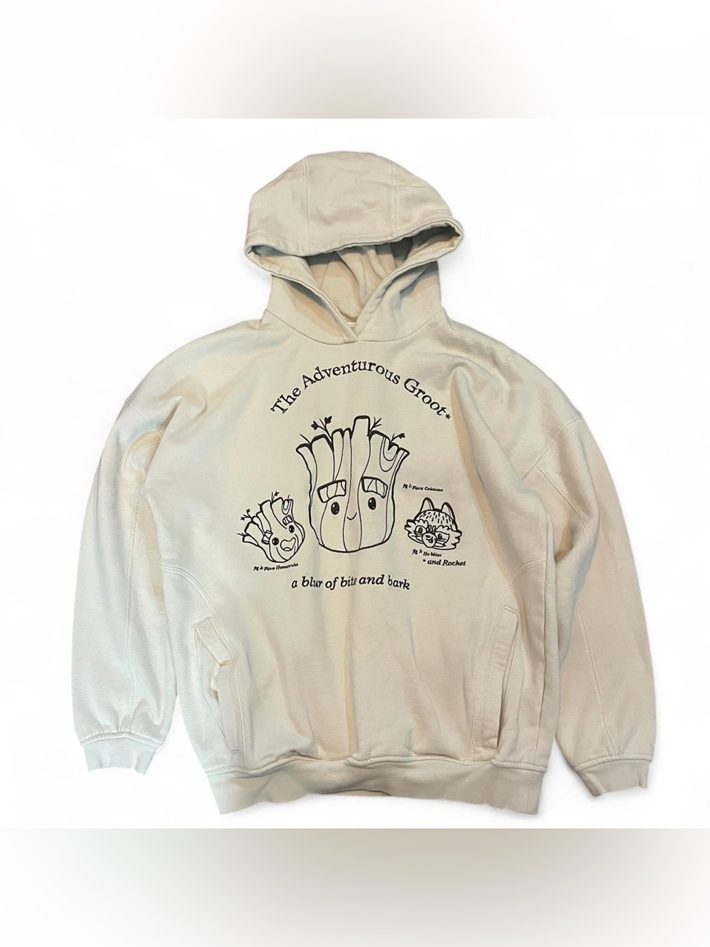 Marvel Groot Hoodie Size S Black Graphic Guardians of the Galaxy Sweatshirt